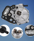 Brake vacuum pump with gasket, aluminum body; front view for GM 2016–2019 Cruze Malibu Spark Equinox Terrain Encore