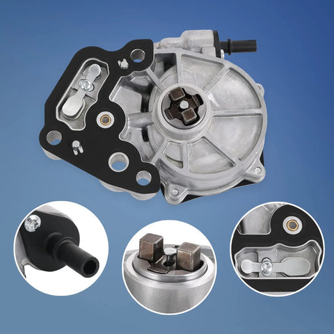 Brake vacuum pump with gasket, aluminum body; front view for GM 2016–2019 Cruze Malibu Spark Equinox Terrain Encore