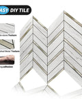 Peel And Stick Hexagon Mosaic Backsplash Tiles For Kitchen Decor with white stone and brushed metal texture, adhesive backing.