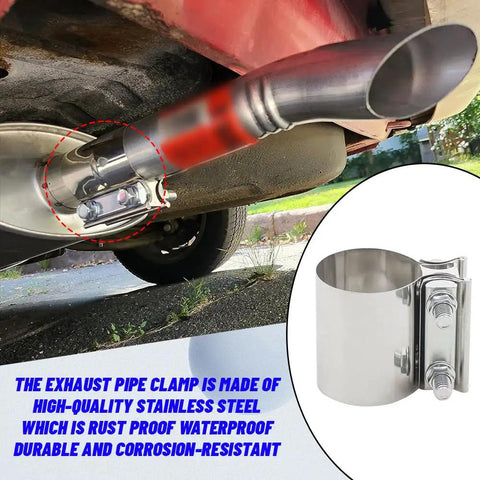 2.25 Inch Stainless Steel Exhaust Clamp Band For Butt Joint Pipes Universal Car Exhaust Clamp Replacement No Fuss Heavy Duty 304 Stainless Steel Rustproof And Leak Free Connection Easy Fit Across Vehicles
