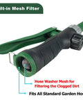 Close-up of Heavy Duty 21 Inch Watering Wand With Pivoting Head And Ergonomic Handle, showing built-in mesh filter.