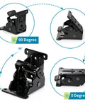Heavy Duty Folding Brackets 4 Pack With Self Locking Hinges And Stainless Steel Screws For Table Legs Bed Frames And Shop Tables Space Saving Black Hardware Zero Sweat Setup showing 90 and 0 degree positions.