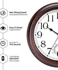 Vintage Bronze 8.5 Inch Outdoor Wall Clock With Thermometer Silent Battery Operated Retro Vibes Non Tick Clock with features.