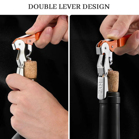 Two Pack Waiter Corkscrew Wine Opener Set With Foil Cutter And Bottle Opener Double Hinged Pro Grade Wine Key for Servers