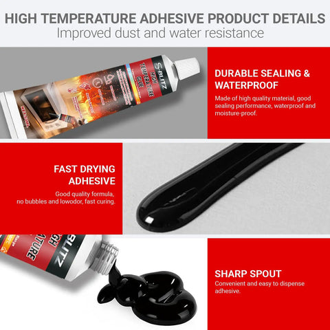 Heat Resistant Silicone Sealant 2 Pack 50ml Each for Oven Doors and Glass Cooktops, Pro Grade High Temp Glue details