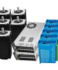 Five Axis CNC Controller Kit With Closed Loop NEMA 23 Stepper Motors DSP Easy Servo 2 Nm Torque Kit components displayed
