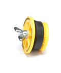 End Of Pipe Gripper Test Plug 2 Inch Yellow For Plumbing System Tests Seals Inside Pipe Up To 17 PSI With Large Zinc Wing Nut