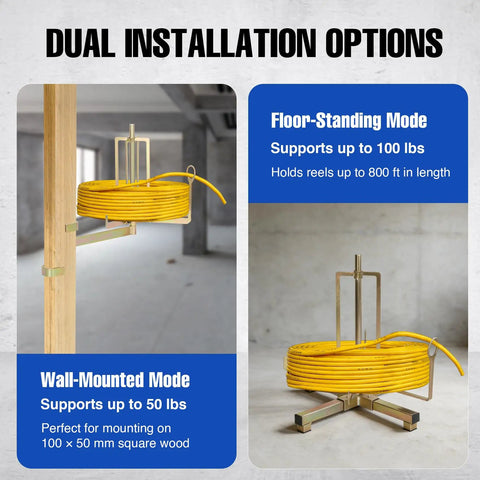 Foldable Wire Spool Rack With Pro Grade Heavy Duty Cable Dispenser Wall Or Floor Mount Ideal For Romex Wires On Job Sites