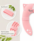 Foldable Travel Potty Seat For Toddlers Featuring A No Pinch Silicone Grip and Slick Non Slip Base shown with removable joint cover.