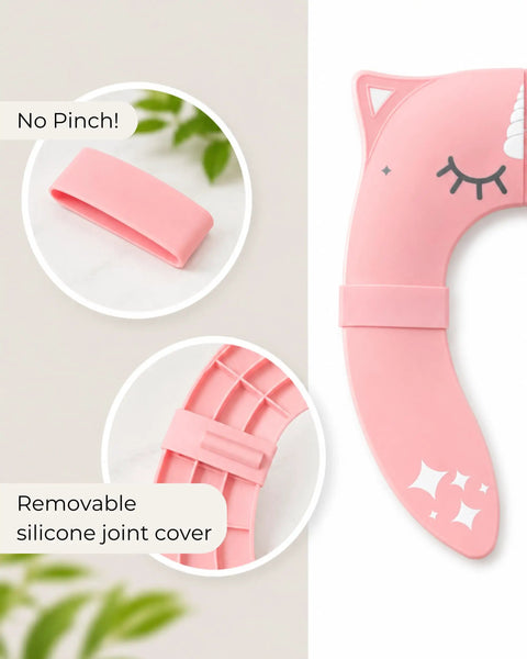 Foldable Travel Potty Seat For Toddlers Featuring A No Pinch Silicone Grip and Slick Non Slip Base shown with removable joint cover.