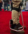 Side view of Gardening Knee Seat Ergonomic Kneeler With Ankle Support Protects Knees Relieves Back Pain And Fatigue Prevents Numbness In Feet During Long Weeding Sessions, showing its metal frame and ankle straps.