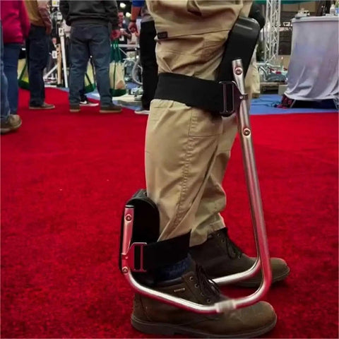Side view of Gardening Knee Seat Ergonomic Kneeler With Ankle Support Protects Knees Relieves Back Pain And Fatigue Prevents Numbness In Feet During Long Weeding Sessions, showing its metal frame and ankle straps.