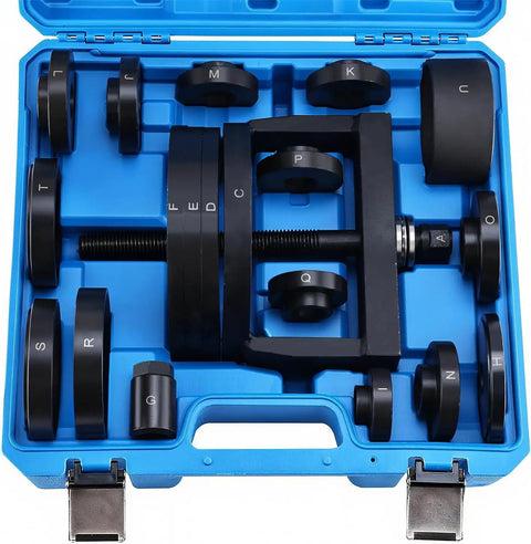 Master Wheel Bearing Removal Tool Set For Quick Hub And Bearing Replacement No Brainer For DIYers Fits Most Vehicles C To U Size Back And Front Wheel Bearing Remover And Installer Kit in blue case