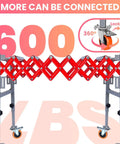 Heavy Duty Expandable Conveyor Roller With 600 Lbs Capacity And Portable Flexible Folding Design Plus Locking Swivel Casters showcasing red frame and swivel casters.