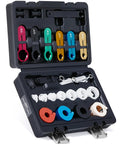 25 Piece Quick Disconnect Tool Set For Automotive A C Fuel And Transmission Lines in black case, tools displayed.