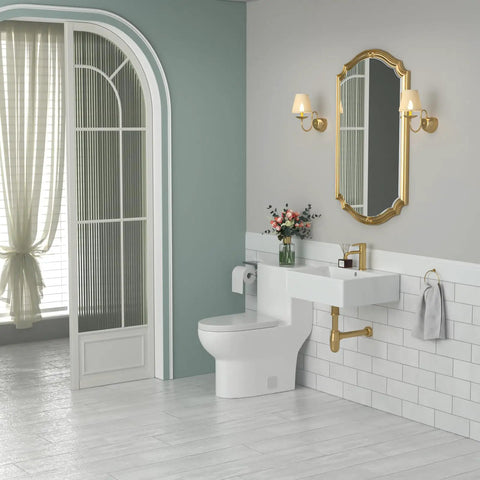 Wall Mounted Vessel Sink for Bathrooms, 20 by 18 Inch Rectangle White Porcelain Ceramic Vessel Sink With Faucet Hole and Overflow
