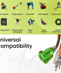 Image showing Universal Compatibility use of 16/3 50-Foot Outdoor Extension Cord Not For EV Chargers with various tools.