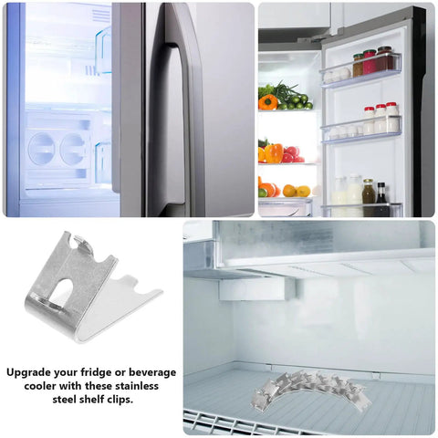 Stainless Steel Refrigerator Shelf Clips Set 8 Pieces Square Support Hooks Freezer Shelf Holders