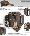 Leather EDC Multitool Sheath Belt Organizer For Daily Carry And Work Use, Fits Leatherman Tools, Flashlights, Keys And Pens