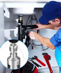PVC Pipe Threader Tool For Internal And External Threading With Electric Drill Compatibility, Heavy Duty Metal Die For Quick Plumbing Repairs On 1/2 And 3/4 Inch PVC Pipes, Easy DIY Home Maintenance. Plumber threading PVC under sink