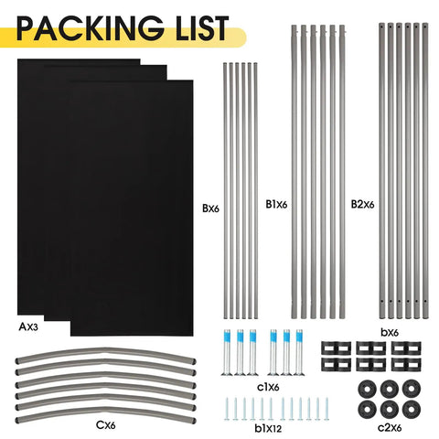 Packing list for Six Foot Tall Three Panel Privacy Screen Folding Room Divider Freestanding Black Wall Partition For Home Office.