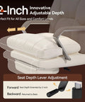 Adjustable seat depth feature on 160 Degree Reclining Office Chair With Footrest Ultra Plush Cloud Cushion for home office