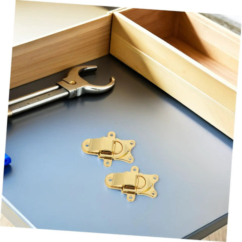 Chic 2pcs Retro Golden Duckbill Toggle Latches Fit Any Wooden Chest Or Toolbox With Stunning Zinc Alloy Finish For Vintage Decor And Secure Fastening, gold zinc alloy