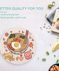 Tempered Glass Cutting Board Counter Protector For Kitchen Home Office And Travel Portable Non Slip Cutting Surface with Ramen Design