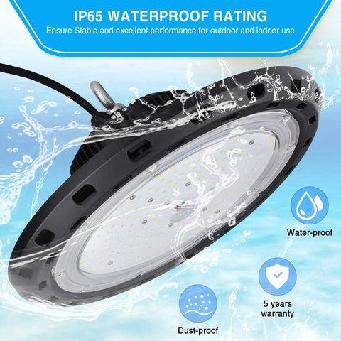 LED High Bay UFO Light 150W, 22,500 Lumens, 5000 Kelvin, UL Approved, waterproof, 6 Foot Cable, replaces 600W MH and HPS