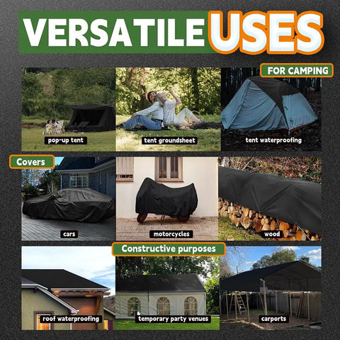 Black Tarp 6x8 Feet, 8 Mil Heavy Duty Waterproof Poly Cover With Metal Grommets And Reinforced Edges Built To Last used for various purposes