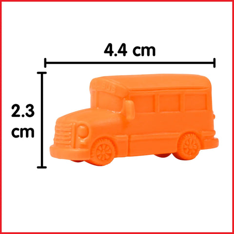 Top Shelf Transport Counters For Young Minds Dope Educational Manipulatives bright orange school bus counting piece, 4.4 cm by 2.3 cm.