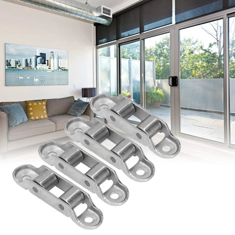 Low Noise Sliding Door Rollers And Window Pulley Set 4 Stainless Steel Double Drive Track Rollers against sliding doors