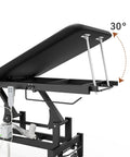 Black Electric Spine Massage Table With Dual Motors And Hydraulic Lift Adjustable Waist Support for physical therapy, showing a 30-degree adjustable head section.