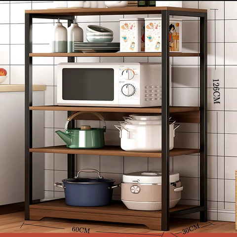 Kickass Heavy Duty Kitchen Storage Rack Handling Everyday Essentials From Microwaves To Pantry Items showcasing microwave and cookware on sturdy shelves.