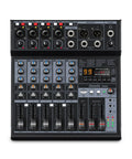 Top view of Six Channel Audio Mixer With USB Audio Interface And Bluetooth, 24 Bit 192 kHz Recording, 4 XLR and 6.35 mm inputs