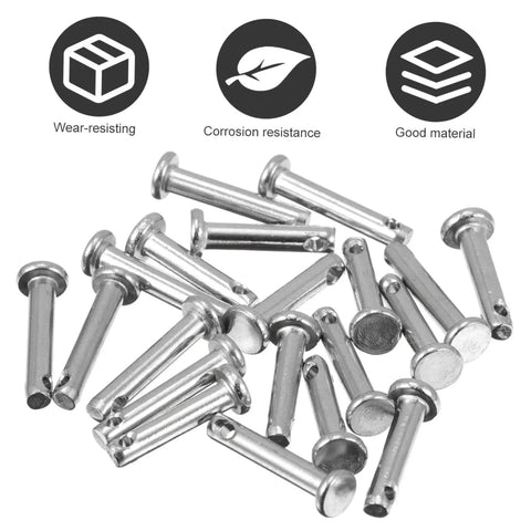 Stainless Steel Clevis Pin Kit, 20 Piece Flat Single Hole Pins For Locating And Fixin Up Machinery, Furniture, And Diy Projects