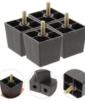 4 Pack Plastic Furniture Legs For Sofas And Cabinets Square Shape With Metal Screws Easy To Install Durable Replacement Feet