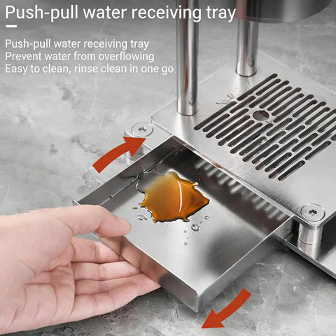 Premium Manual Lever Espresso Maker water receiving tray with push-pull design, easy to clean and prevents overflow.