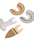 4 Piece Oscillating Saw Blades Multi Tool Kit With Semi Circle Finger Segment Blades High Grit Carbide Quick Release For Grout Ceramics Masonry