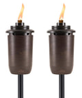 2-Pack Honey Copper Outdoor Torches For Patio Backyard And Garden No-Fuss Ready-To-Go Easy-Install Tiki Style Torches With Weather-Resistant Bronze Finish Includes Long-Lasting Wicks And Snuffer Safe And Stylish Ambiance