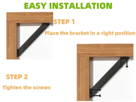 Installation steps of Heavy Duty Pergola Brackets Kit 8Pc Steel Corner Connectors 45 Degree Angle Supports