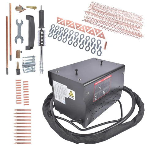 Spot Weld Dent Puller Kit 3500W 110V Car Body Dent Repair With Seven Welding Modes, cables, and accessories.