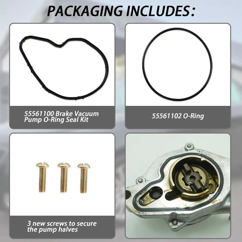 Beef Up Your Brake Vacuum Pump O Ring Seal Kit 55561100 55561102 For Saab 9-3 2.0T B207 Engine, kit components displayed