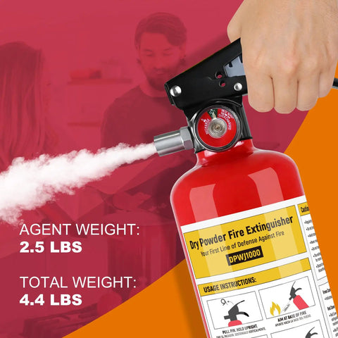 4 Pack ABC Dry Chemical Fire Extinguishers With Mounting Bracket Straight Up Built Tough To Handle Extreme Cold And Scorching Heat For Garages And Cars Six Year Shelf Life Keeps Your Crew Safe Anytime Anywhere