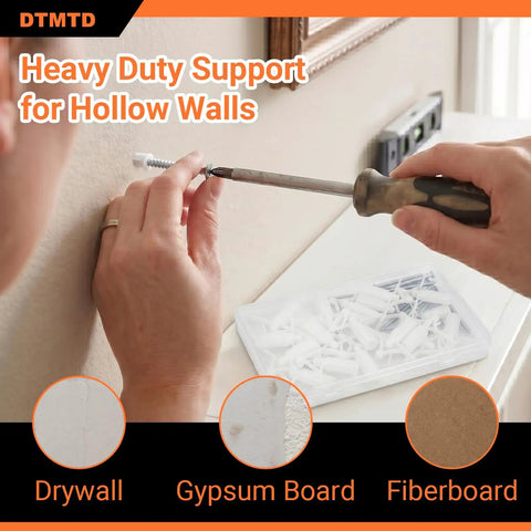 Heavy Duty Drywall Anchor Kit With 40 Piece M8x53 Stainless Steel Screws And Hollow Wall Anchors used for plasterboard installation