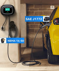 J1772 Compatible Level 2 EV Wall Charger For 240V 40A With 25Ft Cable And NEMA 14 50 Plug Built For Home Garage Use