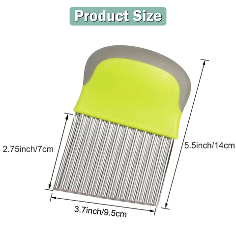 FANTEXY vegetable crinkle cutter with stainless steel blade and neon yellow handle, 5.5-inch overall length.