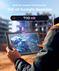 Built Tough Rugged Windows Tablet 10.1 Inch With Windows 11 Iot Enterprise Intel I5 And Wifi 6 16GB Ram 128GB Storage held outdoors with 700 nit display.
