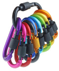 Durable Aluminum D Ring Carabiners With Screw Gate Clips 10 Pack Multicolor for hiking, camping, fishing, and gear organization