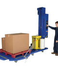 Heavy Duty Clear Cast Stretch Wrap 80 Gauge 19.7 X 6000 Ft Roll used with a pallet wrapping machine for shipping boxes.